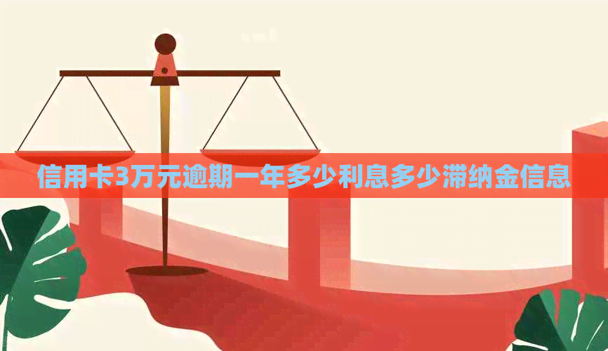 信用卡3万元逾期一年多少利息多少滞纳金信息