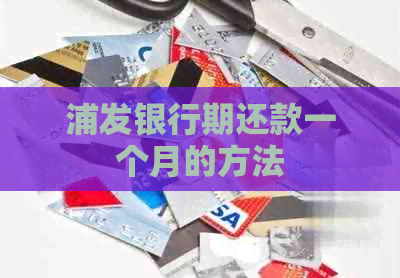 浦发银行期还款一个月的方法