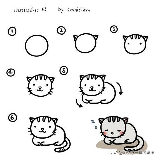 小猫写作业简笔画教程：全面解析可爱猫咪学场景绘制技巧