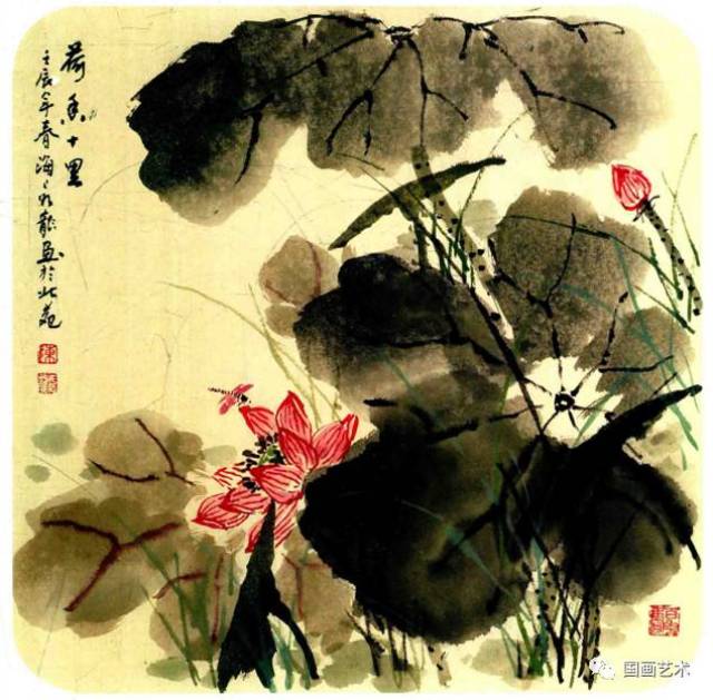 荷花中国画写意：创作说明与画艺展示