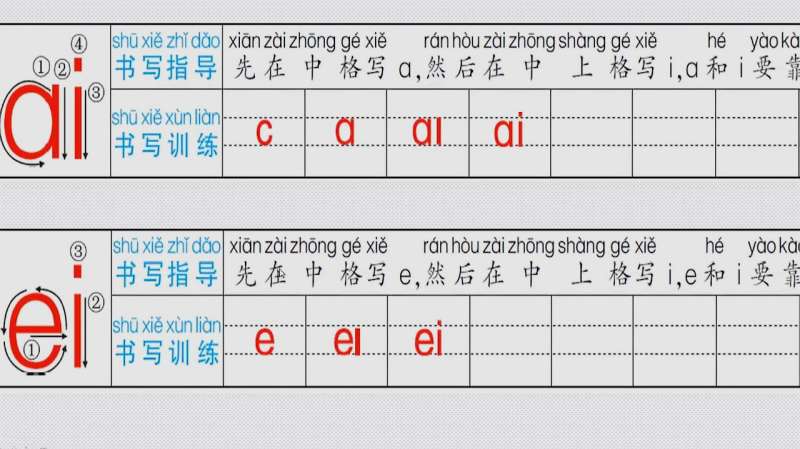 拼音ai的书写文案怎么写